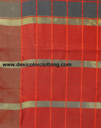 Black Coloured Chanderi Woven Checks Casual saree