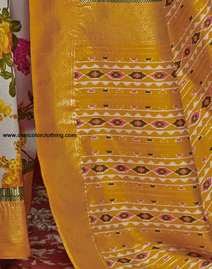 Light Pink Printed Silk Saree