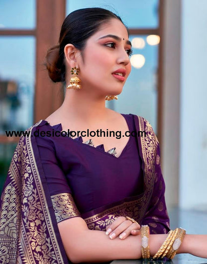 Purple Silk Weaving Saree