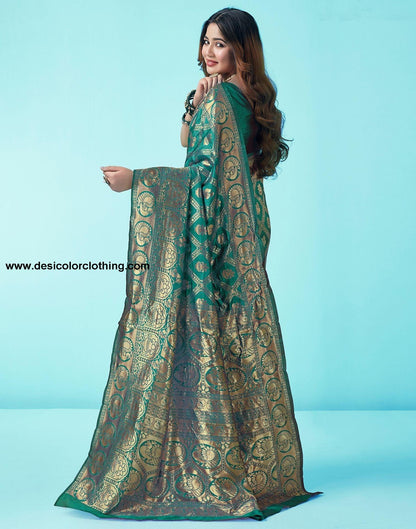 Rama Green Jacquard Silk Saree