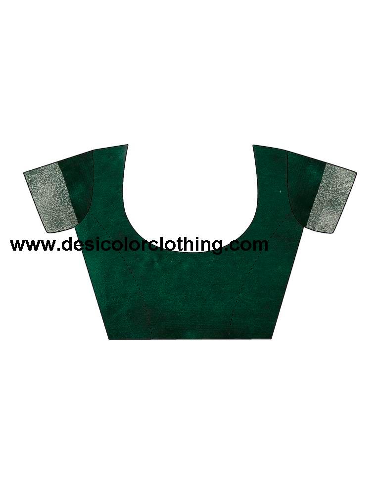 Dark Green Chiffon Printed  Saree