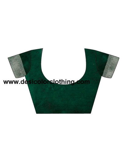 Dark Green Chiffon Printed  Saree