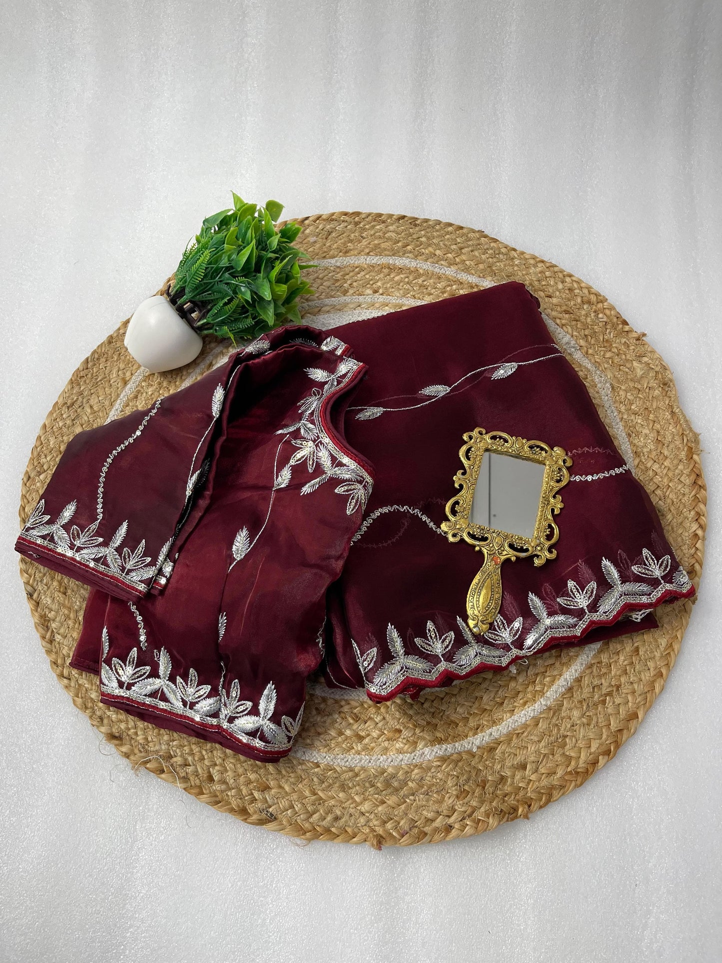 Product Image - Designer Zimmy Choo Silk Saree with Embroidered Border & Lehiriya Design