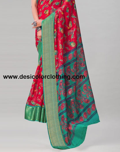 Red Cotton Printed Saree | 1970S7660