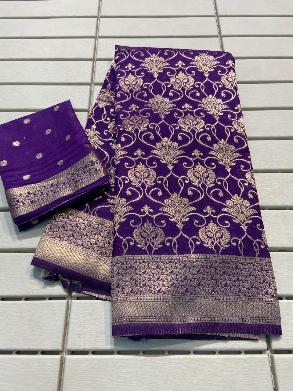 Product Image - Designer Crepe Khadi Silk Saree with Zari Pallu
