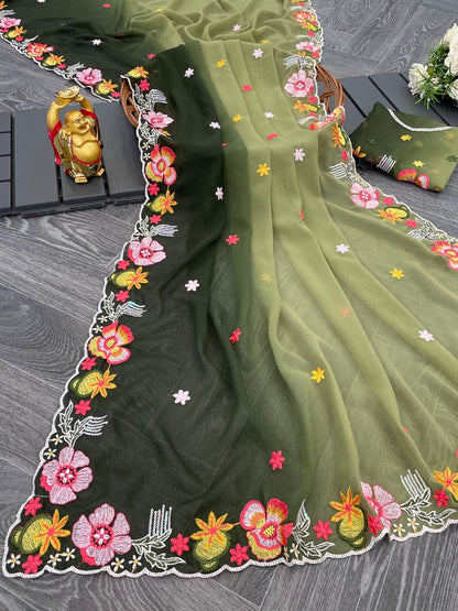 Product Image - Elegant KC-838 Georgette Sequence Saree | Designer Ethnic Wear