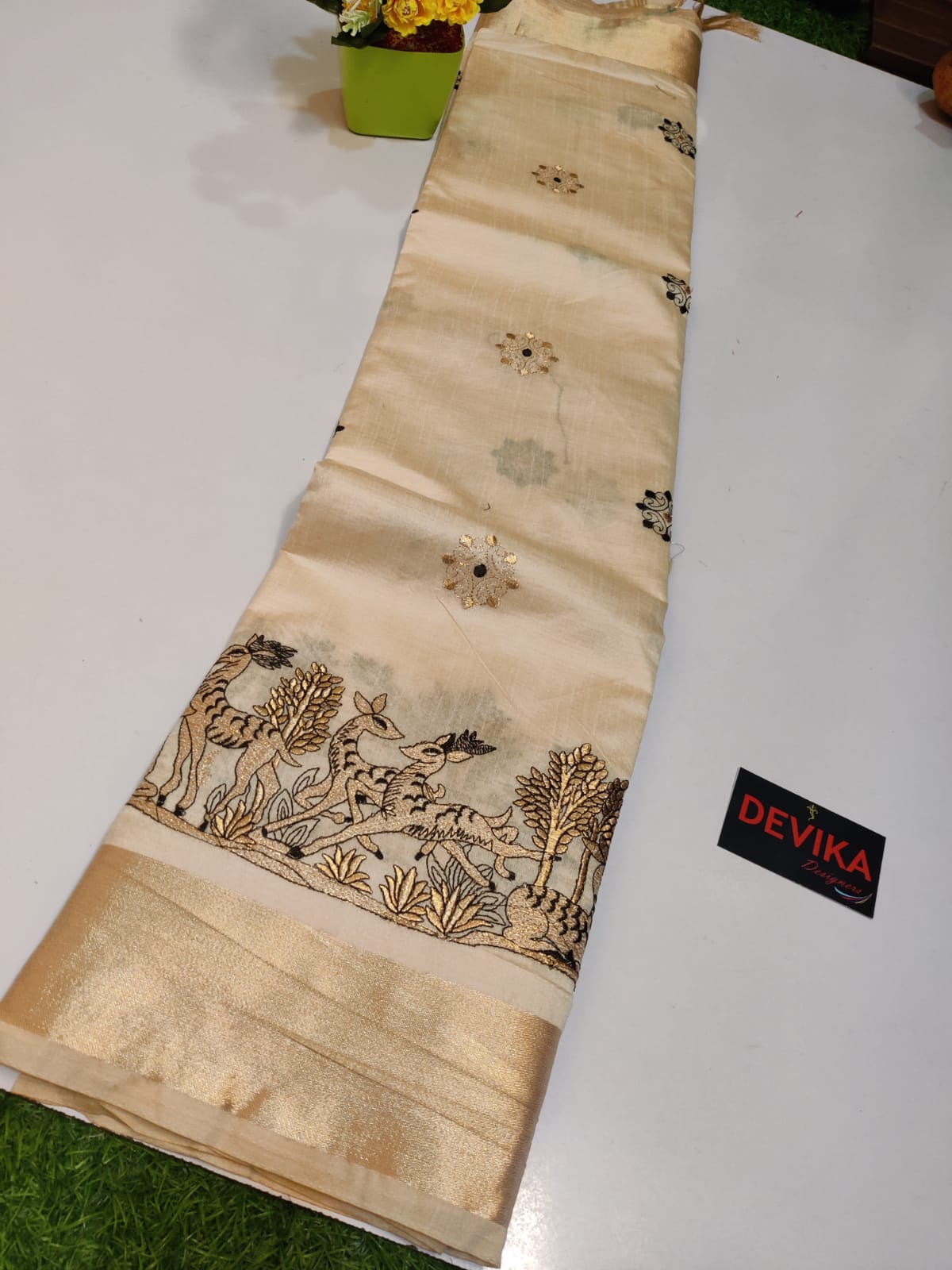 Product Image - Designer Georgette Saree with Exclusive Kalankari Weaving - Ethnic Wear