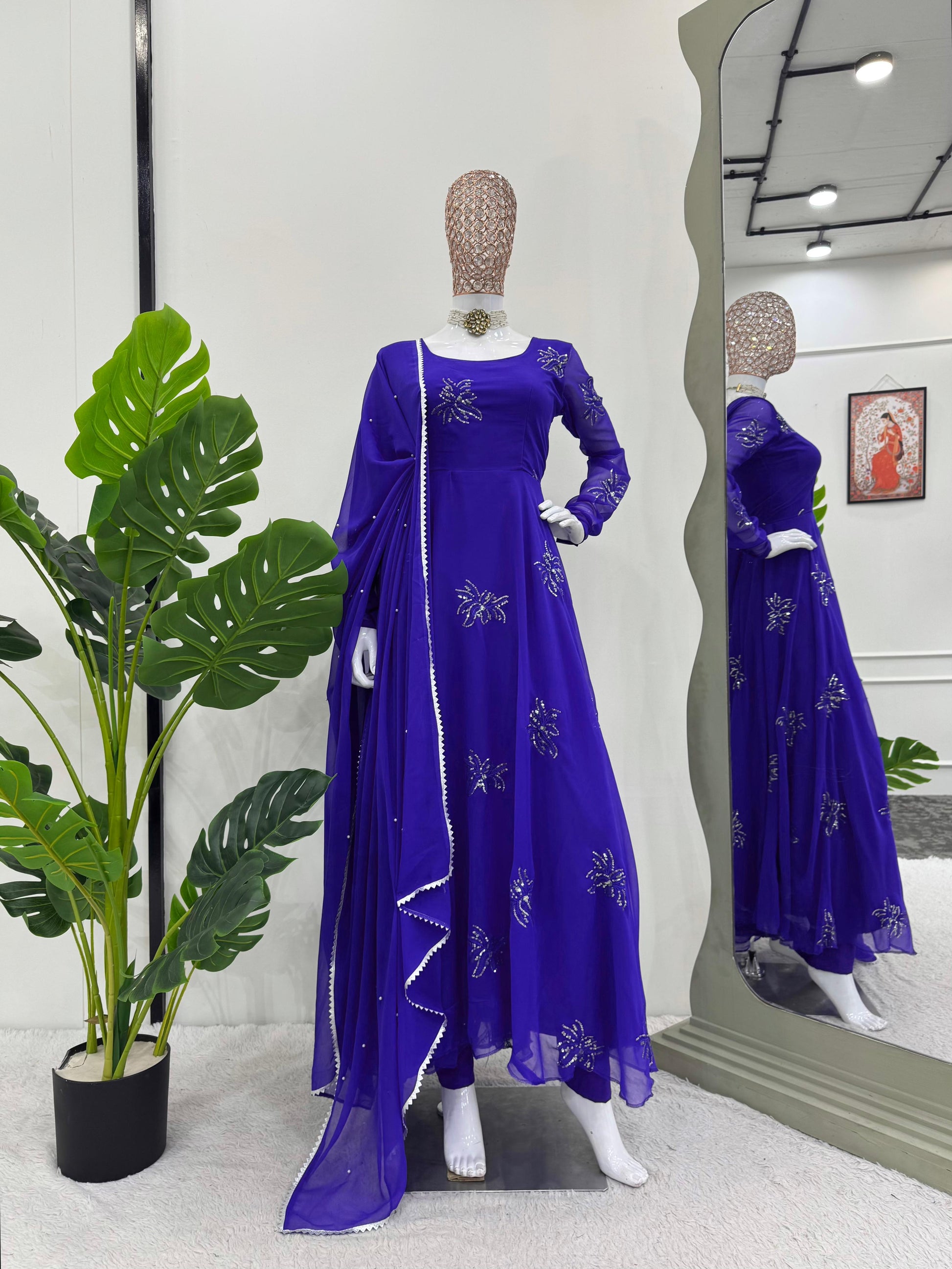 Product Image - Elegant Designer Saree - Georgette Fabric, Ethnic Wear, Wedding & Festive Attire