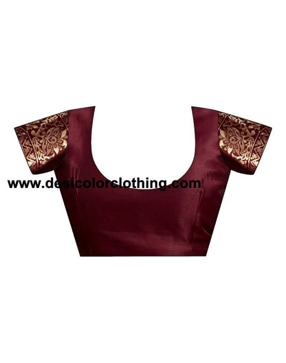 Dark Maroon Silk Plain Saree