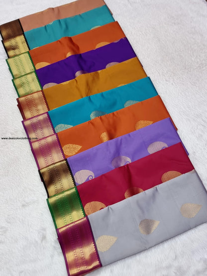 Kanchipuram Korvai Pattern Fancy Buttas Blended Silk Saree