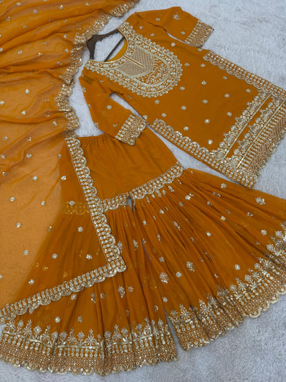 Product Image - Designer Kurti Set with Sharara & Dupatta