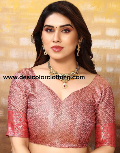Pink Jacquard Silk Saree