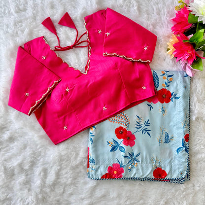 Product Image - Designer Soft Silk Saree with Handcrafted Work