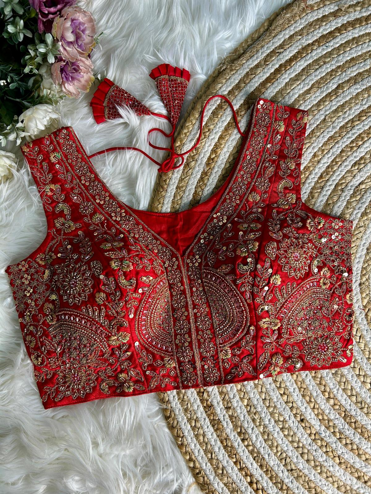 Product Image - Designer Bridal Blouse with Heavy Handwork