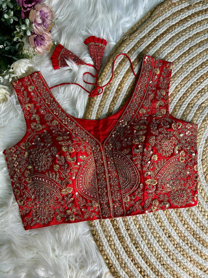 Product Image - Designer Bridal Blouse with Heavy Handwork