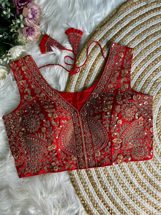 Product Image - Designer Bridal Blouse with Heavy Handwork