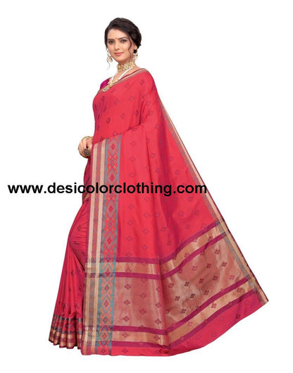 Pink Coloured Poly Silk Jacquard Partywear saree