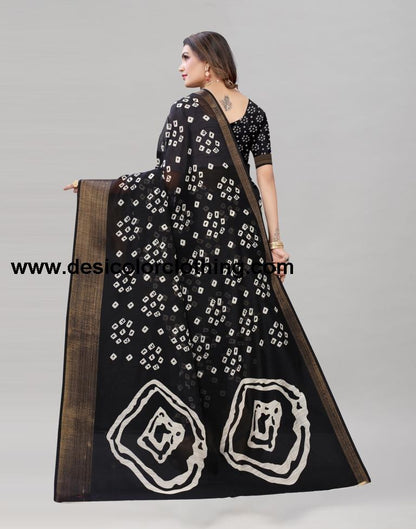 Black Cotton Bandhani Printed Saree | 1985S484