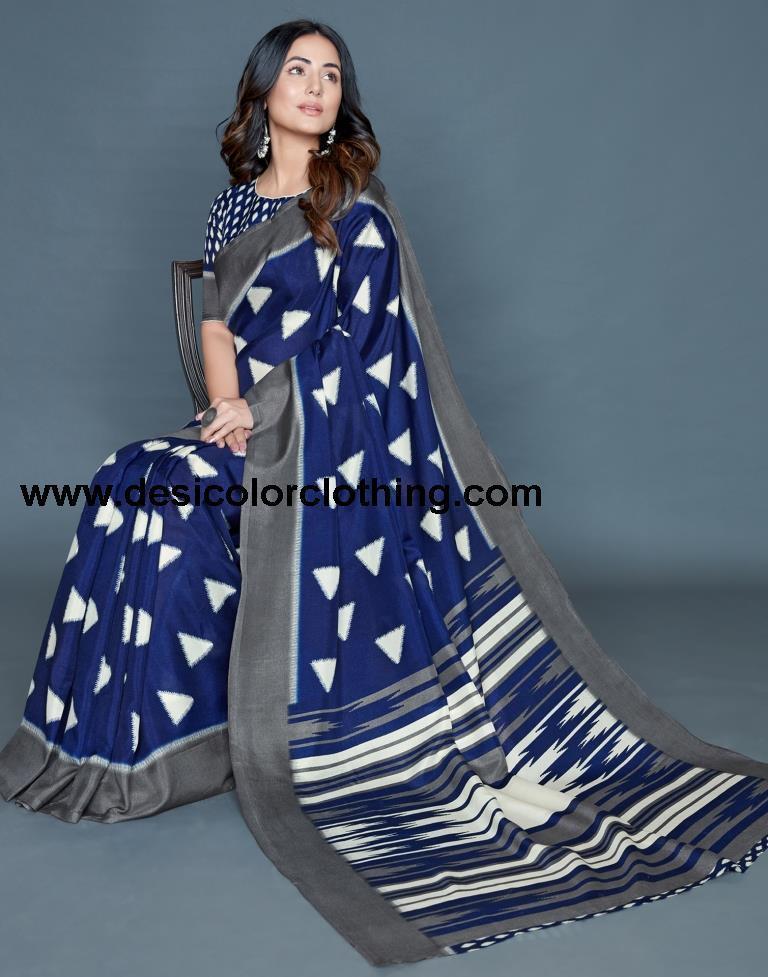 Blue Coloured Poly Silk Printed Casual saree