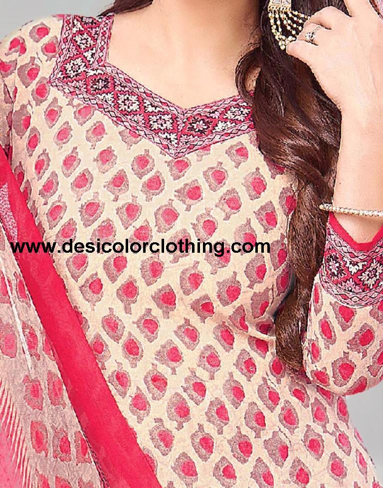 Printed Polyester Unstitched Salwar Suit Material