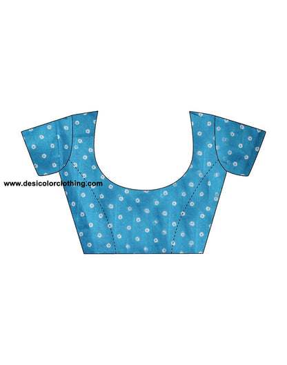 Blue Printed Cotton Leheriya Saree