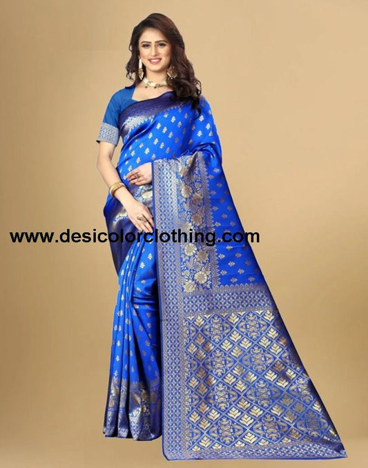 Blue Banarasi Silk Saree