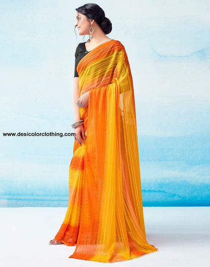 Yellow Georgette Printed Ready to Wear Saree