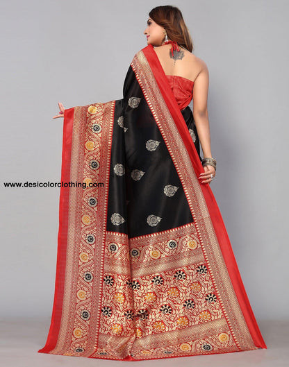 Black Silk Printed Saree