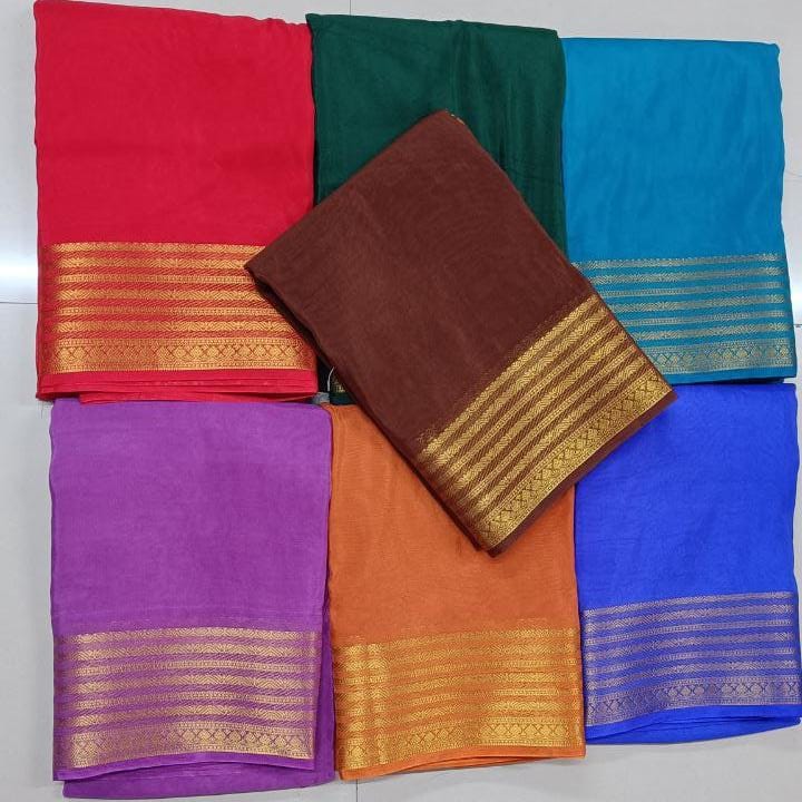 Product Image - Exquisite Semi-Mysore Silk Saree with Gold Border
