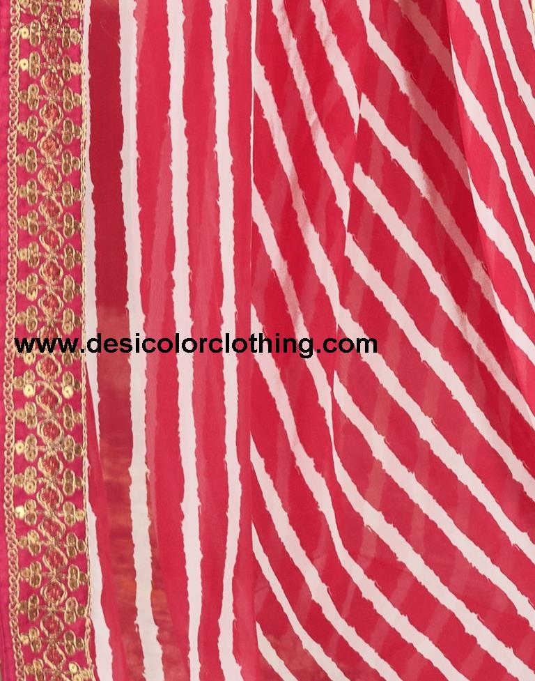 Rose Pink Printed Georgette Saree