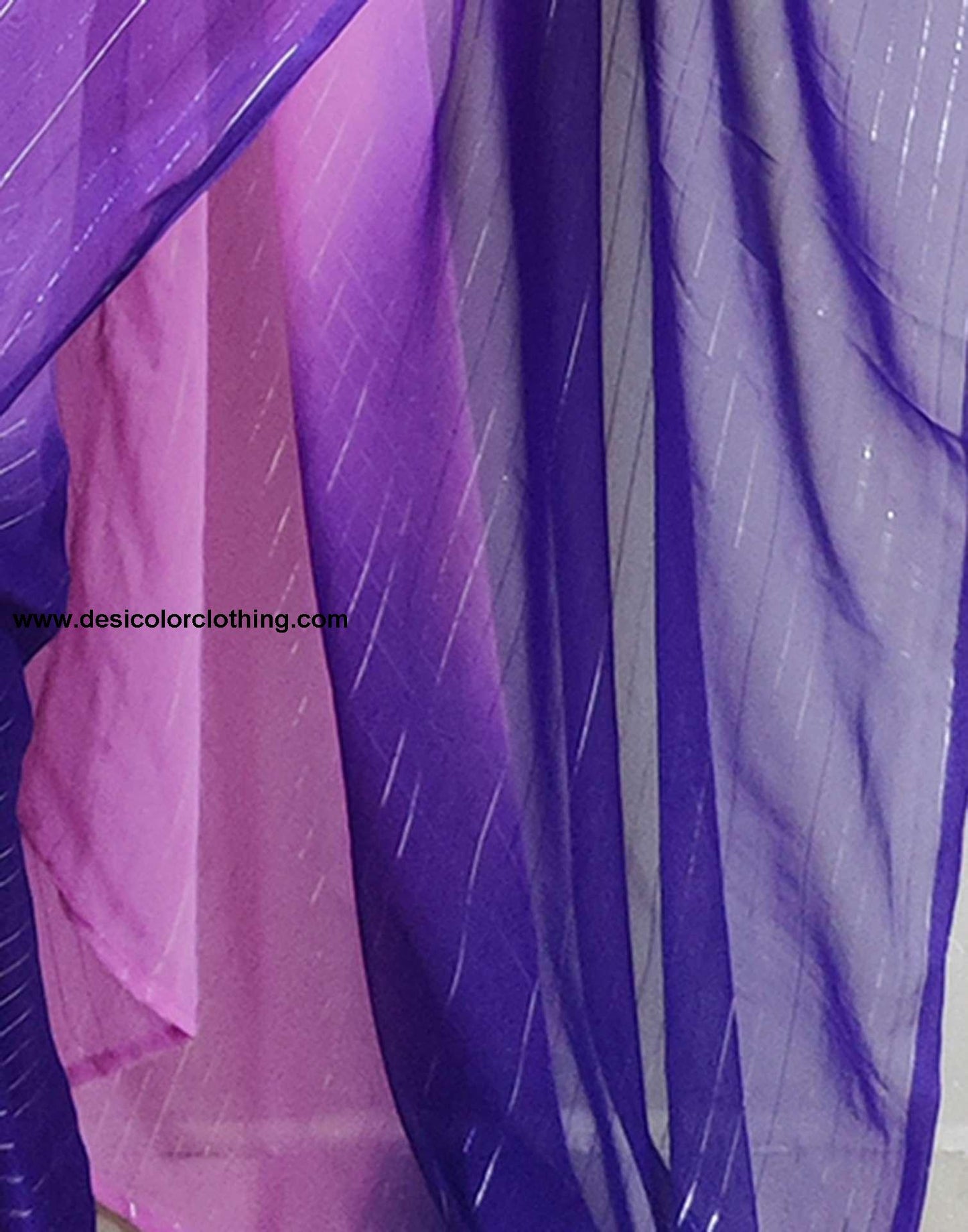 Pink Plain Georgette Pre-draped Saree