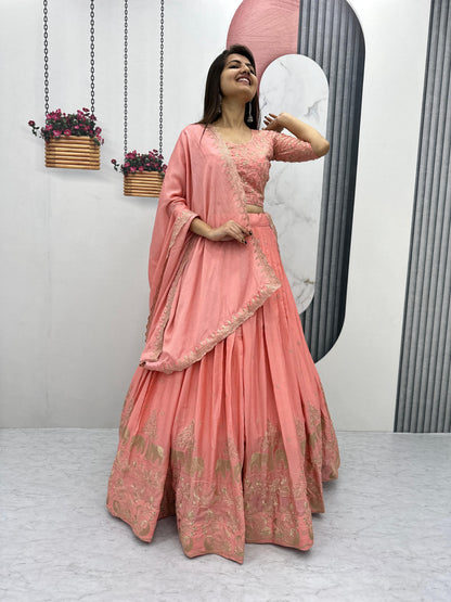 Product Image - Elegant Chinon Festive Wedding Lehenga Choli by Mahant Creation