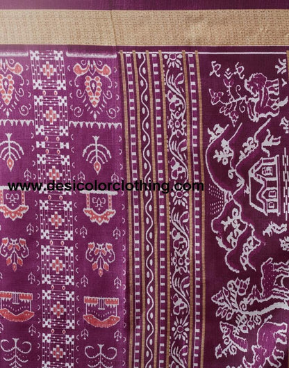 Deep Purple Silk Printed  Saree