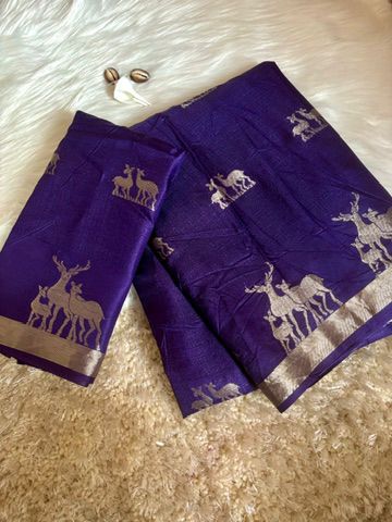 Product Image - Hiran Silk - Pure Khadi Silk Designer Saree with Deer Design | Festive & Wedding Wear