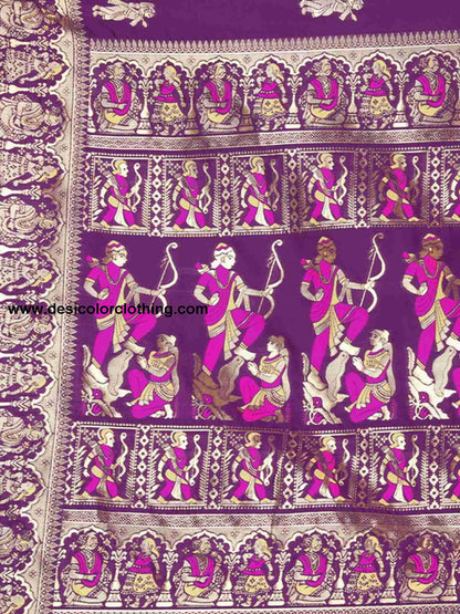 Purple Silk Plain Saree