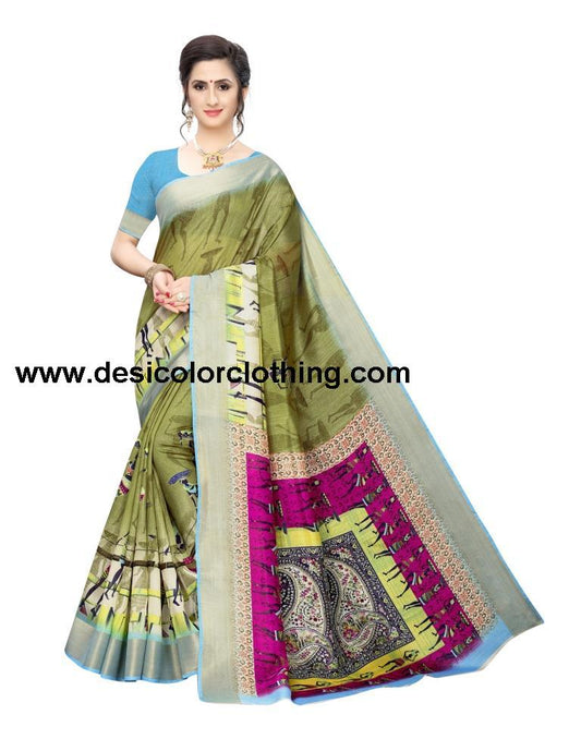 Green Chanderi Silk Saree | 1371S7581