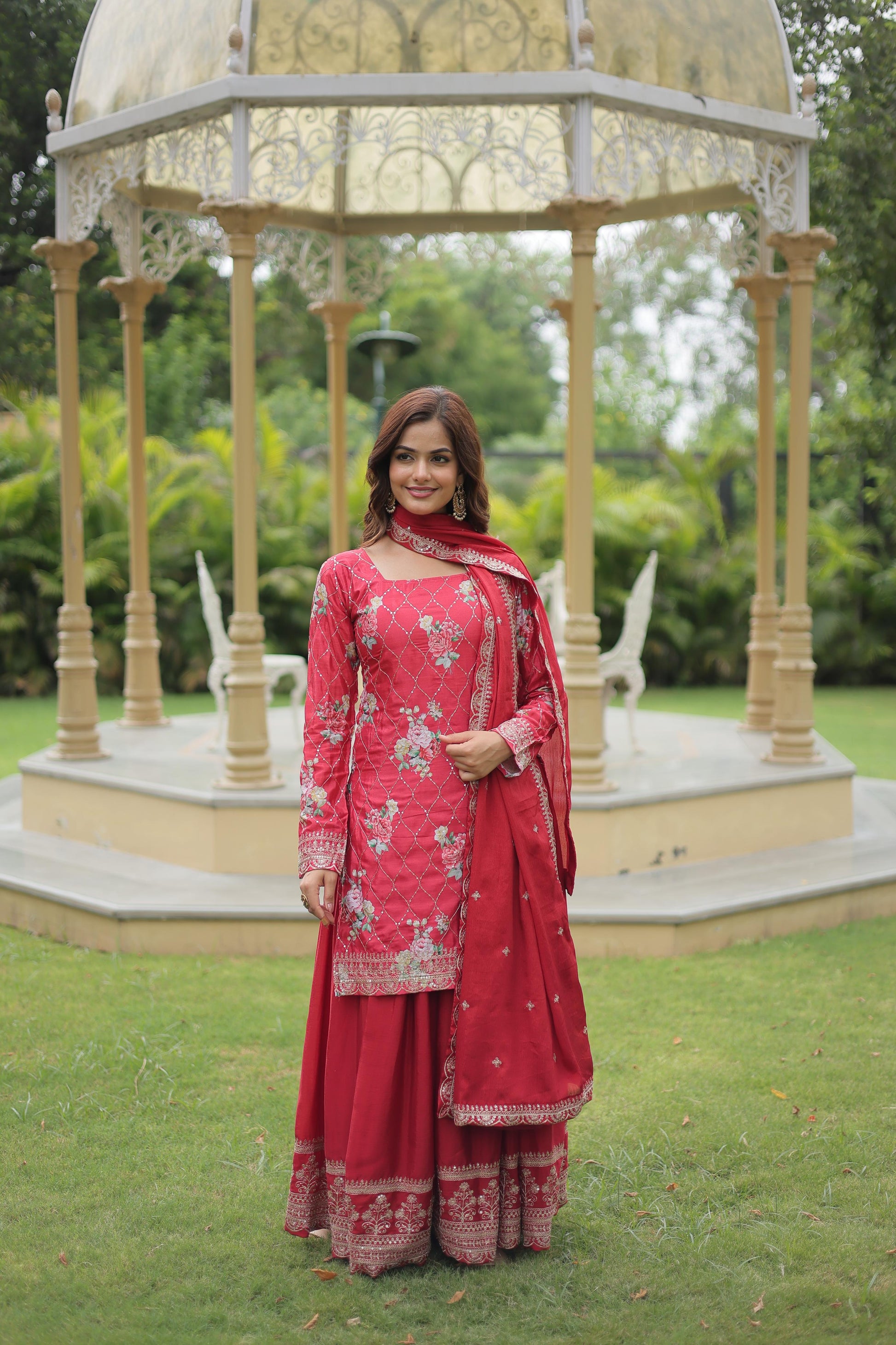 Product Image - Premium Designer Georgette Kurti-Plazo-Dupatta Set