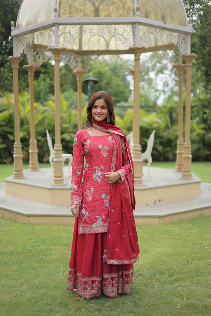 Product Image - Premium Designer Georgette Kurti-Plazo-Dupatta Set