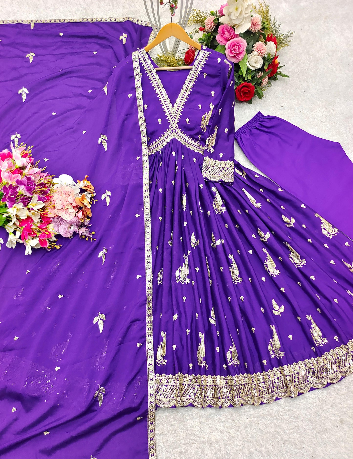 Product Image - New Aliya-Cut Gown-Pent Dupatta Set - Ready to Wear