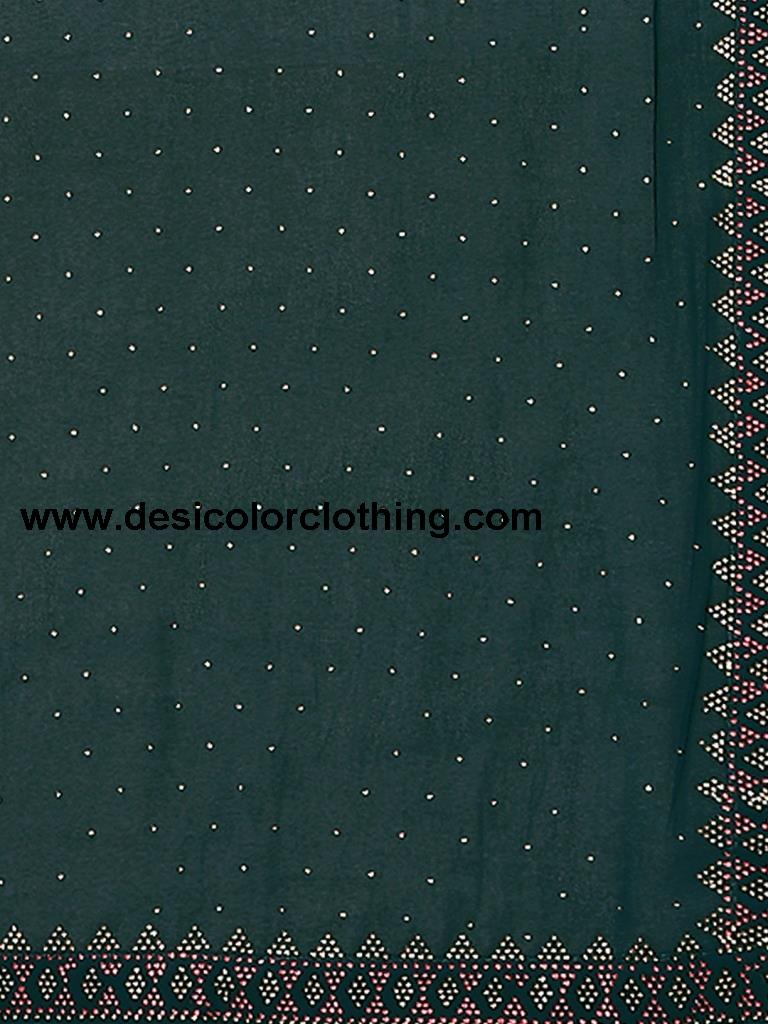 Dark Green Plain Georgette Saree