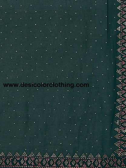 Dark Green Plain Georgette Saree