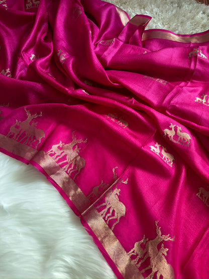 Product Image - Hiran Silk - Pure Khadi Silk Designer Saree with Deer Design | Festive & Wedding Wear