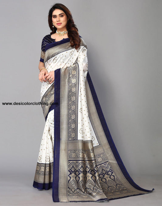 White Silk Bandhani Saree
