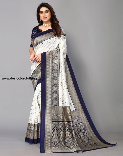 White Silk Bandhani Saree