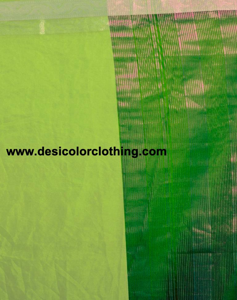 Dark Green Orgenza Plain Saree