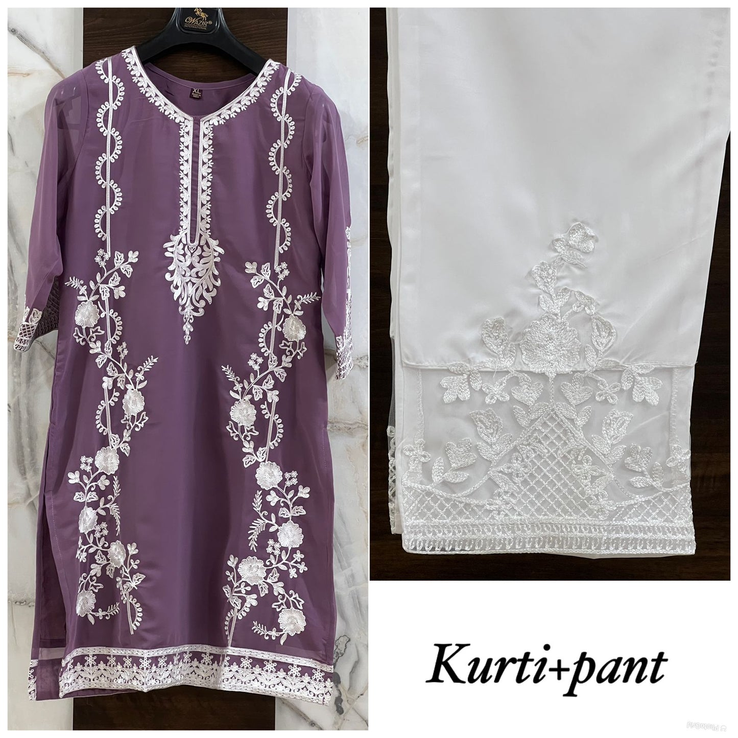 Product Image - Noori Heavy Embroidery Work Straight Kurti with Pant