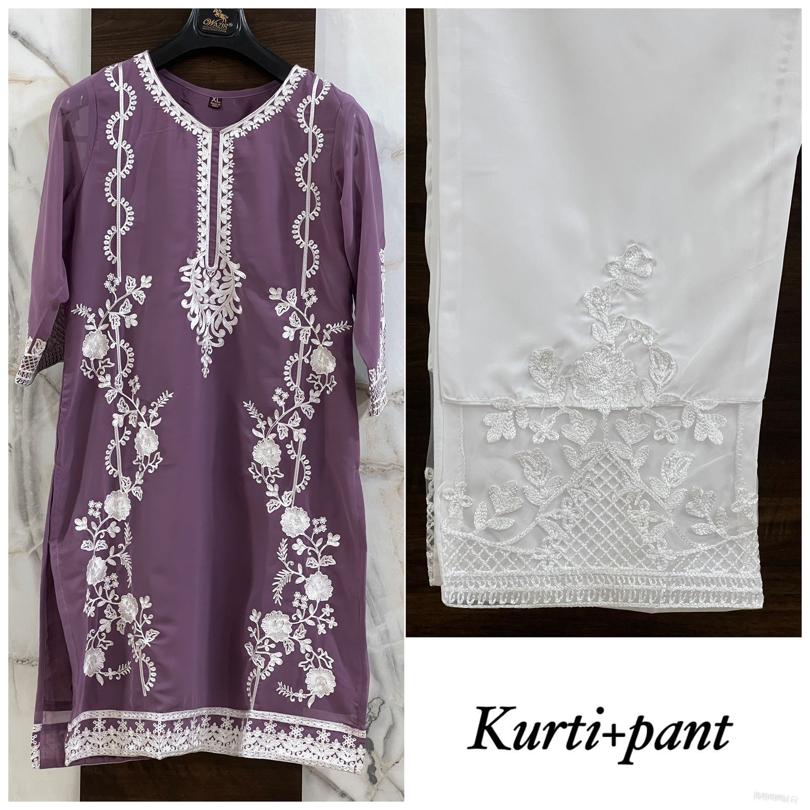 Product Image - Noori Heavy Embroidery Work Straight Kurti with Pant