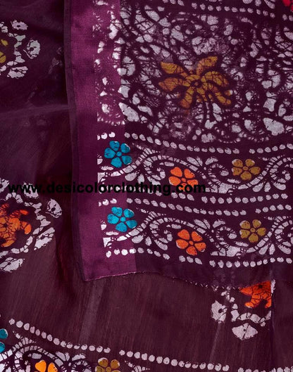 Purple  Cotton Printed Sarees