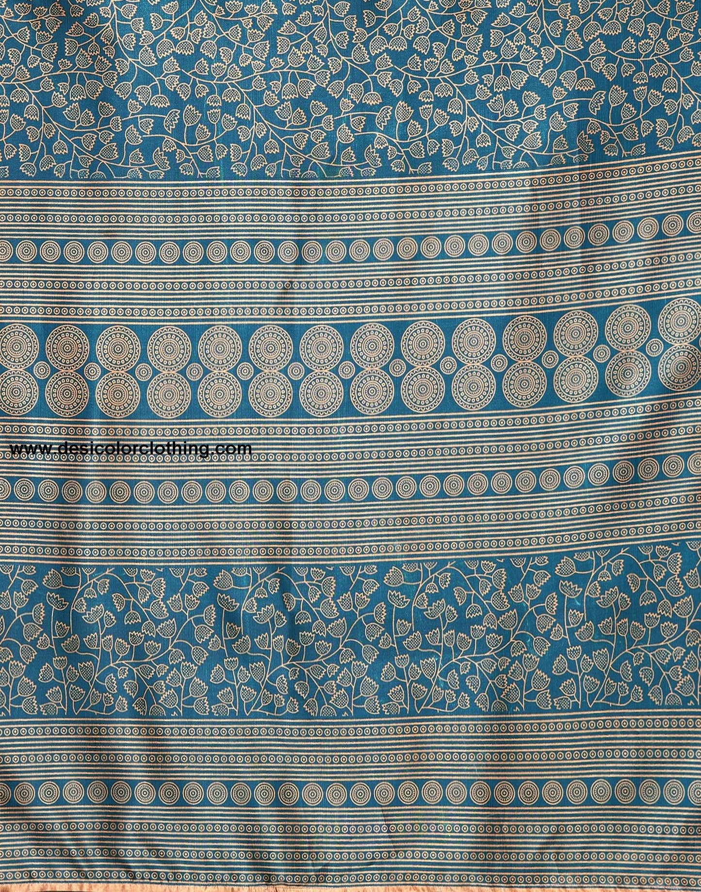 Teal Blue Silk Printed Saree