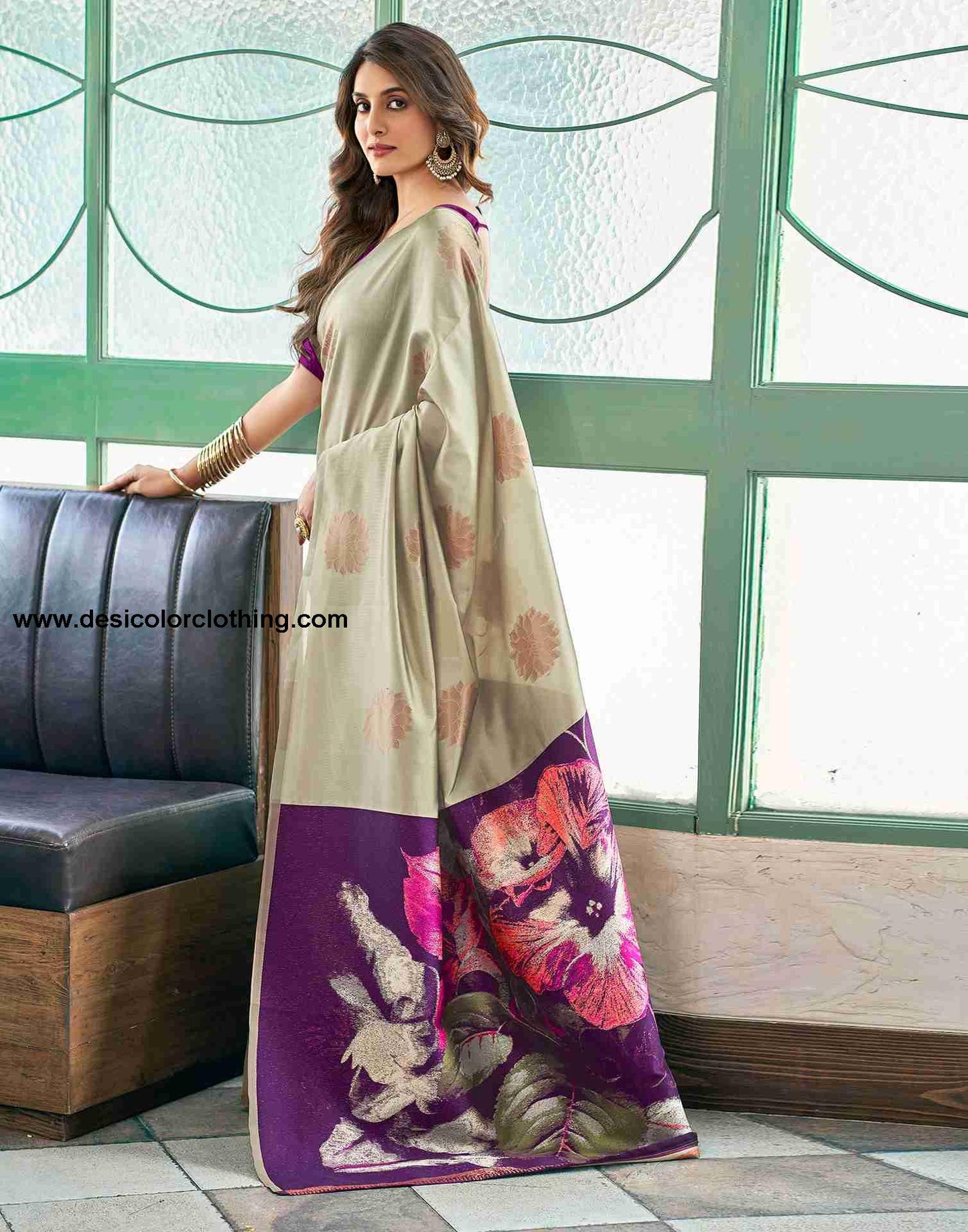 Purple Silk Woven Saree